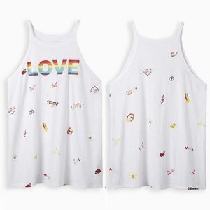 Torrid Pride Doodle Classic Fit Slub High Neck Tank Sz 6 (30W)